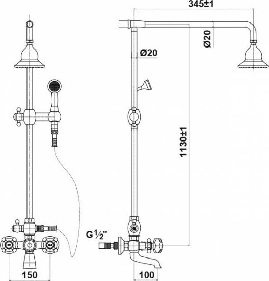 Душевая стойка Timo Nelson Nelson SX-1190 antique