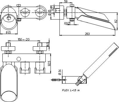 Смеситель Paini Morgana 73PW105LZKM для ванны с душем