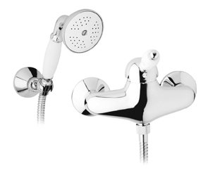 ELITE-D-03/24-M Смеситель для душа в комплекте с ручным душем, исполнение золото, ручка белая