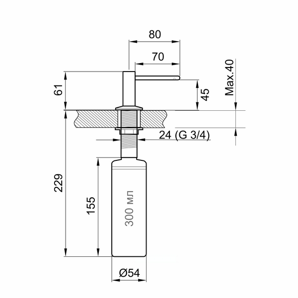 Дозатор для кухонной мойки GRANULA (304 D, НЕРЖ)
