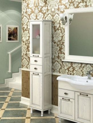 Шкаф Акватон Жерона 1A158903GEM2L цвет Белое серебро
