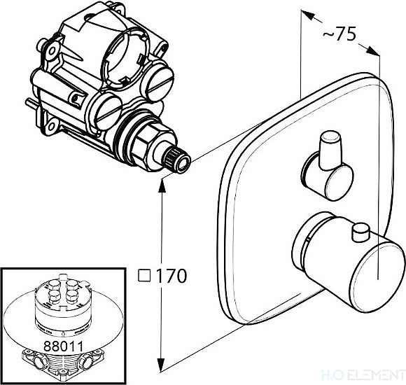 Смеситель Kludi Ambienta, 538350575 для душа с термостатом