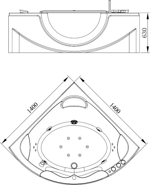 Акриловая ванна Orans OLS-BT65103А 140x140 см