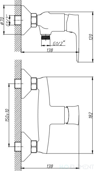 Смеситель 1 Orange Mari M07-200cr для душа