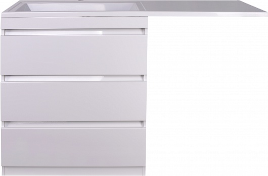 Тумба без раковины Style Line напольная "Даллас 150", 3 ящика, Люкс белая, PLUS, СС-00002305