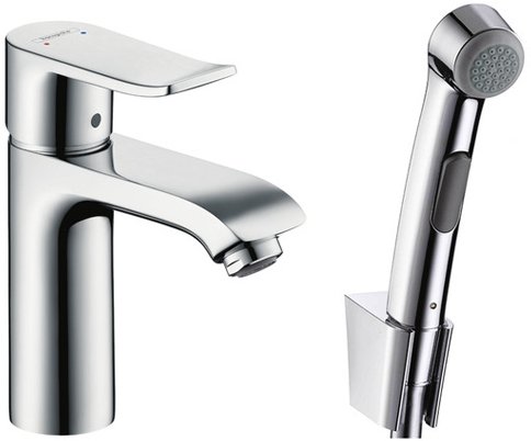 Смеситель Hansgrohe Metris 31285000 для раковины с гигиеническим душем