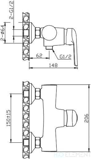Смеситель 1 Orange Tony M54-200Gr для душа