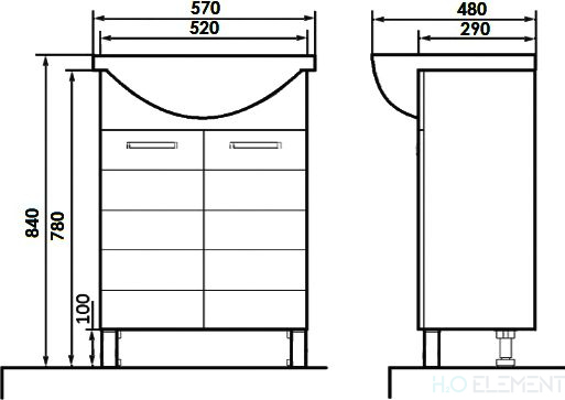 Тумба с раковиной 1 Orange Корро 55 белая