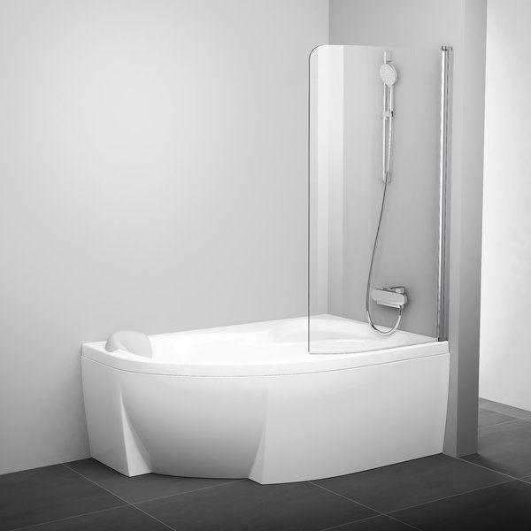 Шторка на ванну Ravak Rosa CVSK1 140/150 R Transparent, профиль блестящий