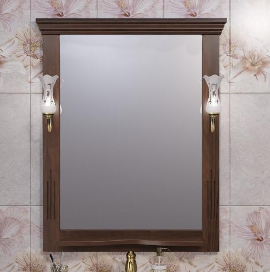 Зеркало Opadiris Риспекто 80, цвет нагал, с выключателем, 00-00007061 Зеркало Opadiris Риспекто 80, цвет нагал, с выключателем, 00-00007061