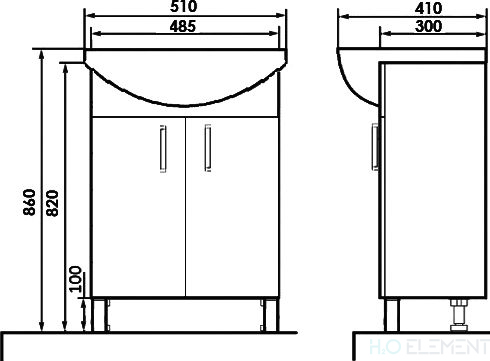 Тумба с раковиной 1 Orange Роса 50 салатовая