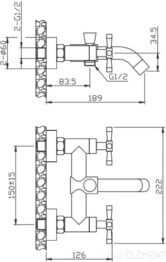 Смеситель 1 Orange Mia M34-100Ni ддя ванны с душем