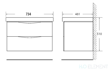 Belbagno База под керамическую раковину подвесная с двумя выкатными ящиками, FLY-700-2C-SO-BO-P
