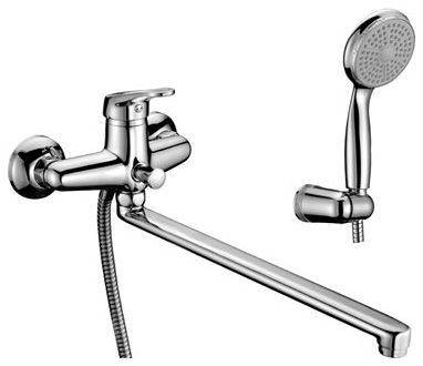 Смеситель Lemark Omega LM3101C универсальный с плоским изливом 350 мм, с аксессуарами