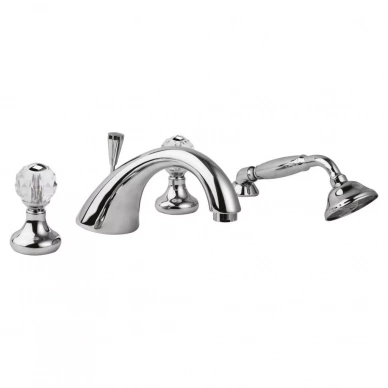 ATLANTIS-BVD-01-Sw/M Смеситель на борт ванныс ручным выдвижным душем, исполнение хром, ручки Sw/M