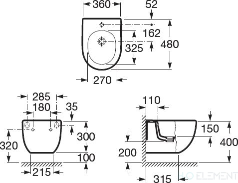 Биде подвесное Roca MERIDIAN-N 7357246000