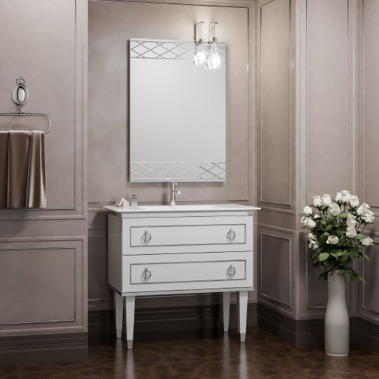 Тумба с раковиной Smile Порто 80 белая, хром