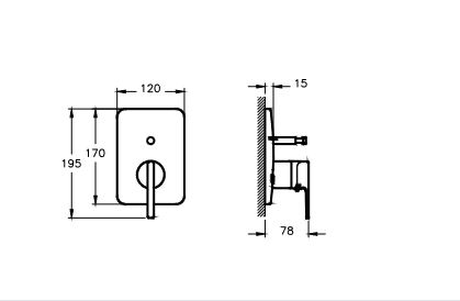 Suit встраиваемый смеситель для ванны и душа (внешняя часть)