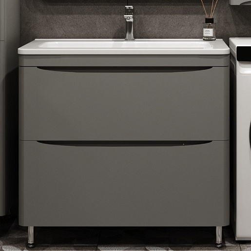 Тумба без раковины Style Line напольная "Бергамо мини 90" (2 ящ.) серый, PLUS, СС-00002362