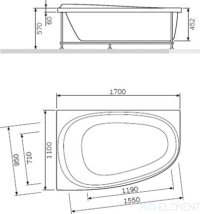 Акриловая ванна AM.PM Like 170x110 L Акриловая ванна AM.PM Like 170x110 L
