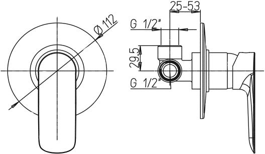 Смеситель Paini Nove 09CR690 С ВНУТРЕННЕЙ ЧАСТЬЮ, для душа