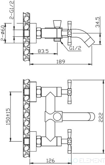 Смеситель 1 Orange Mia M34-100Gr для ванны с душем