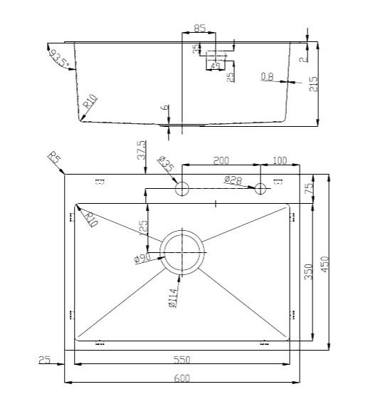 Кухонная мойка D&K нержавеющая сталь сатин (DKS604504)