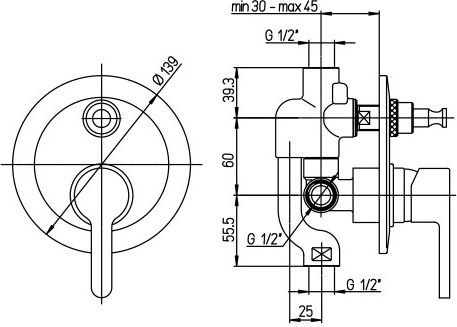 Смеситель Paini Arena 92CR691FTKM С ВНУТРЕННЕЙ ЧАСТЬЮ, для душа