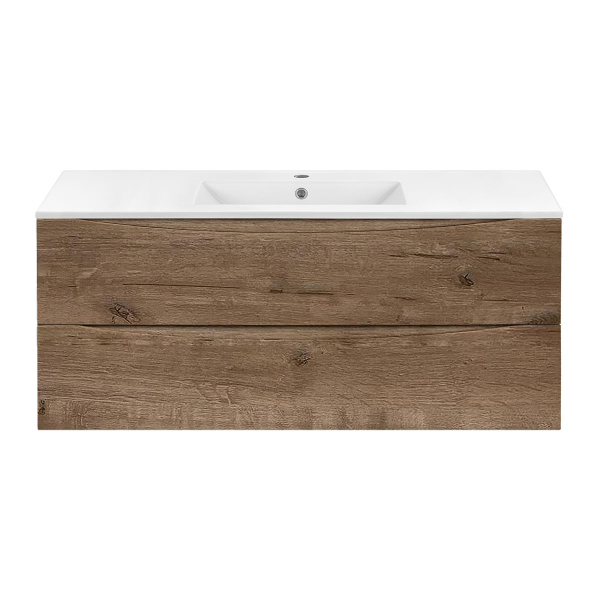 Тумба с раковиной Vincea Mia 1200 подвесная, 2 выкатных ящика soft close, V.Oak, VMC-2MC120VO+VBS-13120MA