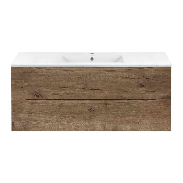 Тумба с раковиной Vincea Mia 1200 подвесная, 2 выкатных ящика soft close, V.Oak, VMC-2MC120VO+VBS-13120MA