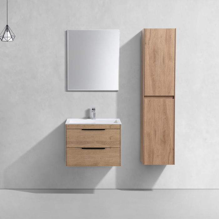 Тумба с раковиной Vincea Chiara 2D 600 подвесная, N.Oak, VMC-2C2600NO+VCB-13600G