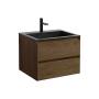 Тумба с раковиной Vincea Luka 600 подвесная, 2 выкатных ящика soft-close, T.Oak, VMC-2L600TO+VCB-13600W