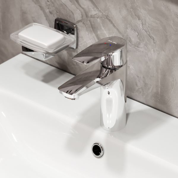 Комплект мебели для ванной AM.PM Gem S 60 BK91GC Светлый дуб, смесителем и аксессуарами