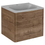 Тумба с раковиной Vincea Paola 600 подвесная, 2 выкатных ящика soft close, V.Oak, VMC-2P600VO+VCB-2VP600W