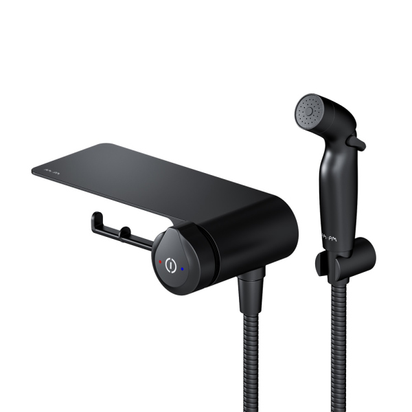 Смеситель TouchReel, монтируемый в стену с гигиеническим душем и полкой AM.PM X-Joy, F0H85A822