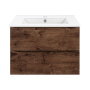 Тумба с раковиной Vincea Mia 600 подвесная, 2 выкатных ящика soft close, R.Wood, VMC-2MC600RW+VBS-13960
