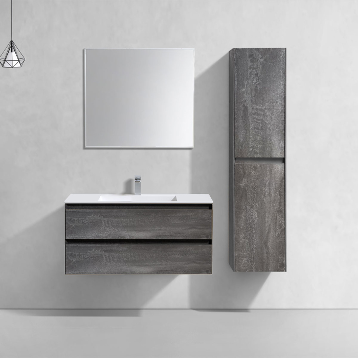 Тумба с раковиной Vincea Luka 1000 подвесная, 2 выкатных ящика soft-close, G.Stone, VMC-2L100GS+VCB-13100B