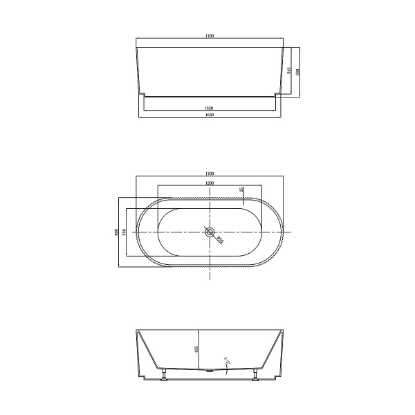 Ванна акриловая Vincea VBT-426-1700 1700*800*580, цвет белый, щелевой перелив, слив хром Ванна акриловая Vincea VBT-426-1700 1700*800*580, цвет белый, щелевой перелив, слив хром