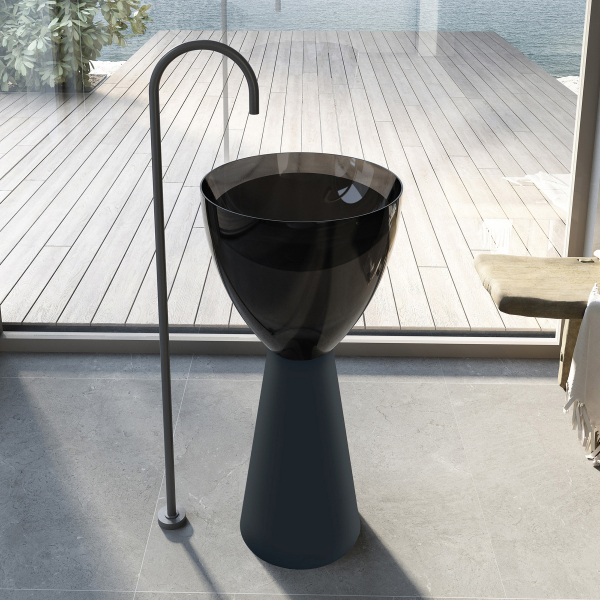 Раковина отдельностоящая прозрачная ABBER Kristall AT2703Onyx-Black черный/черный матовый