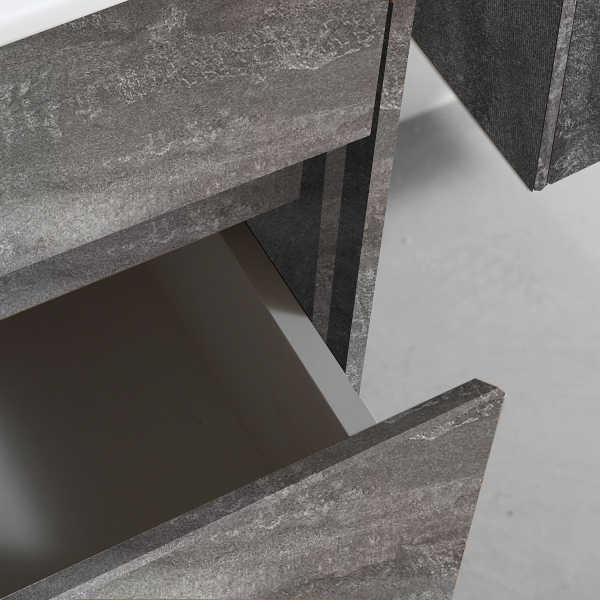 Тумба с раковиной Vincea Chiara 600 подвесная, 1 выкатной ящик soft-close, G.Stone, VMC-2C600GS+VCB-13600W Тумба с раковиной Vincea Chiara 600 подвесная, 1 выкатной ящик soft-close, G.Stone, VMC-2C600GS+VCB-13600W