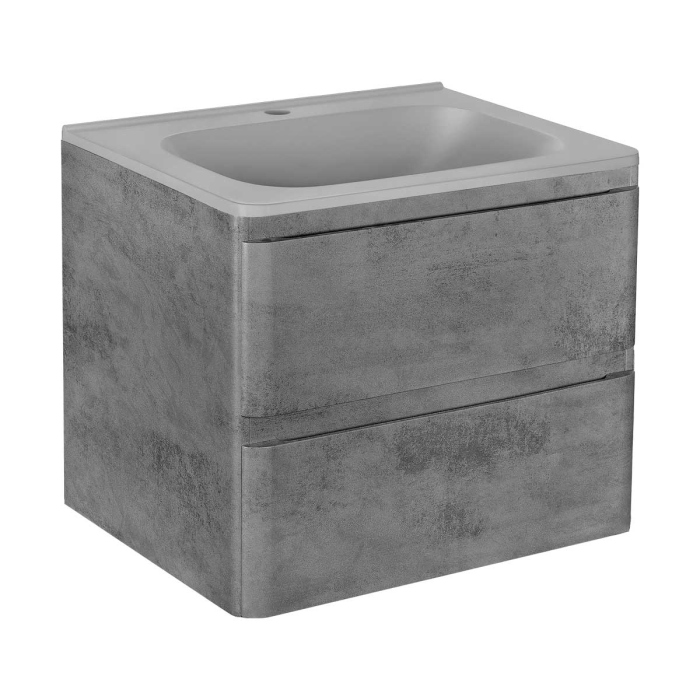 Тумба с раковиной Vincea Vico 600 подвесная, 2 выкатных ящика soft close, Beton, VMC-2V600BT+VCB-2VP600W
