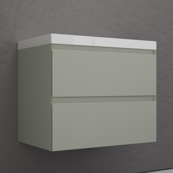 Тумба без раковины подвесная "Манхэттен 70" ЭМАЛЬ 70 2 ящика PLUS олива, ЛС-00002364