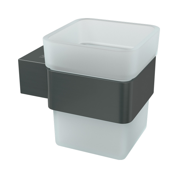 Стакан для зубных щёток Lemark SMOOTH LINE с держателем, графит (9736015) Стакан для зубных щёток Lemark SMOOTH LINE с держателем, графит (9736015)