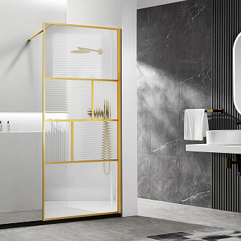 Душевая перегородка Vincea Walk-In VSW-1HC800CFBG, 800*2000, браш. золото, прозрачное/рифленое Душевая перегородка Vincea Walk-In VSW-1HC800CFBG, 800*2000, браш. золото, прозрачное/рифленое