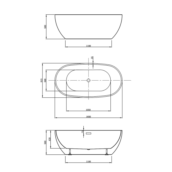 Ванна акриловая Vincea VBT-408-1600 1600*815*580, цвет белый, щелевой перелив, слив хром Ванна акриловая Vincea VBT-408-1600 1600*815*580, цвет белый, щелевой перелив, слив хром