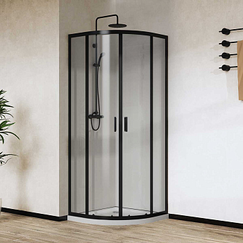Душевой уголок Vincea City VSQ-5CT900CLB, 900*900, черный матовый, стекло прозрачное Душевой уголок Vincea City VSQ-5CT900CLB, 900*900, черный матовый, стекло прозрачное