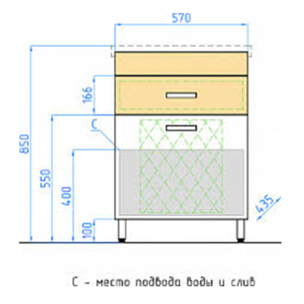 Тумба для комплекта Style Line Ориноко 60 с бельевой корзиной, белая, ориноко