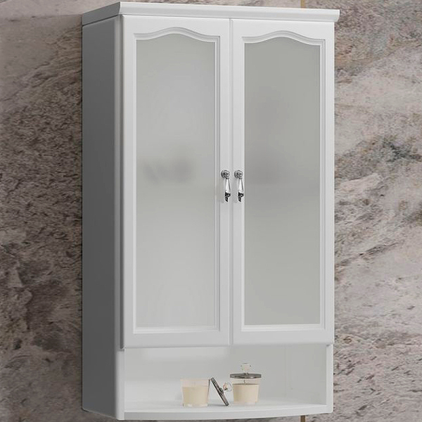 Шкаф Opadiris Риспекто подвесной 2 створчатый, цвет 9003, с матовым стеклом, 00-00006078