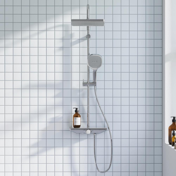 Душевая система с ванно-душевым смесителем-полкой Damixa Merkur, 940730000