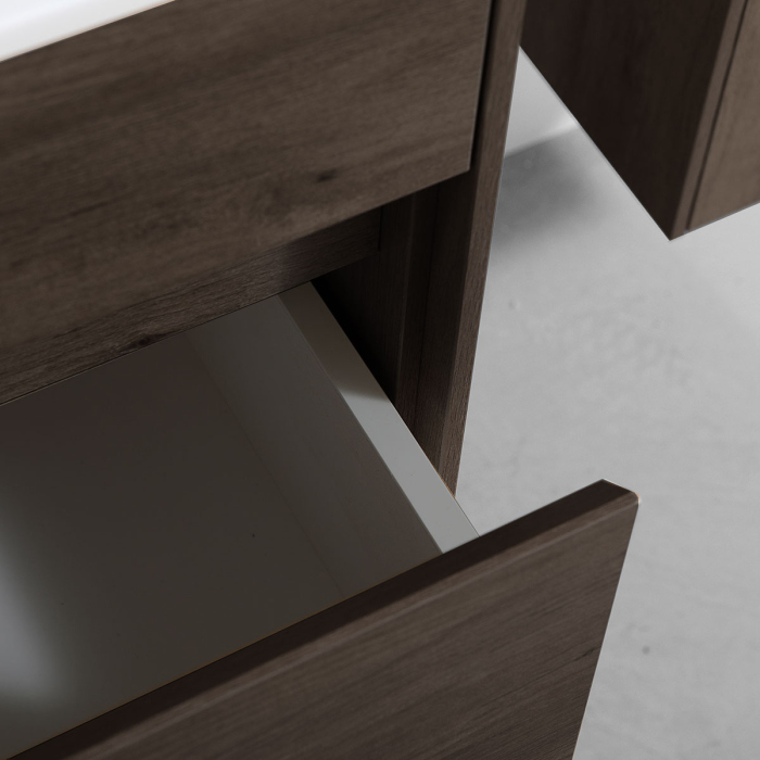 Тумба с раковиной Vincea Chiara 600 подвесная, 1 выкатной ящик soft-close, R.Oak, VMC-2C600RO+VCB-13600W